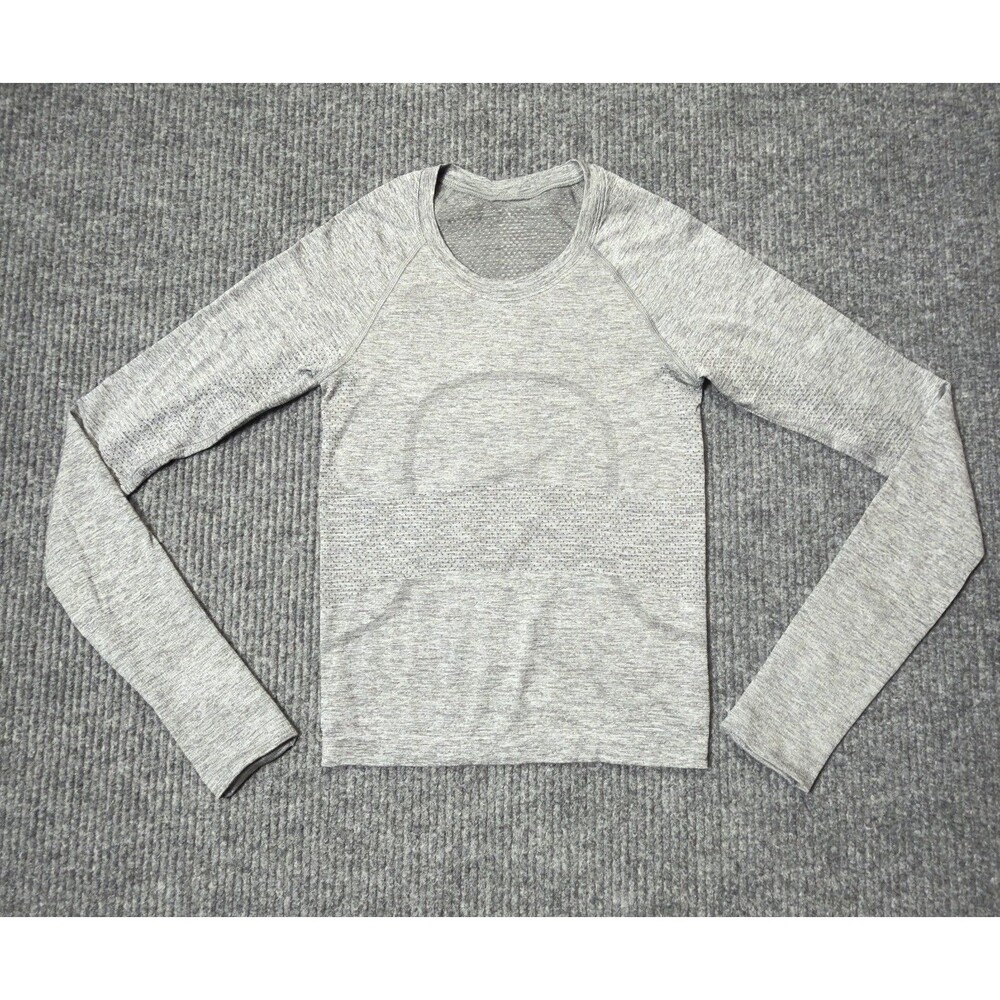 Lululemon Swiftly Tech Crew Top Women Size 2 Long Sleeve Heathered Gray